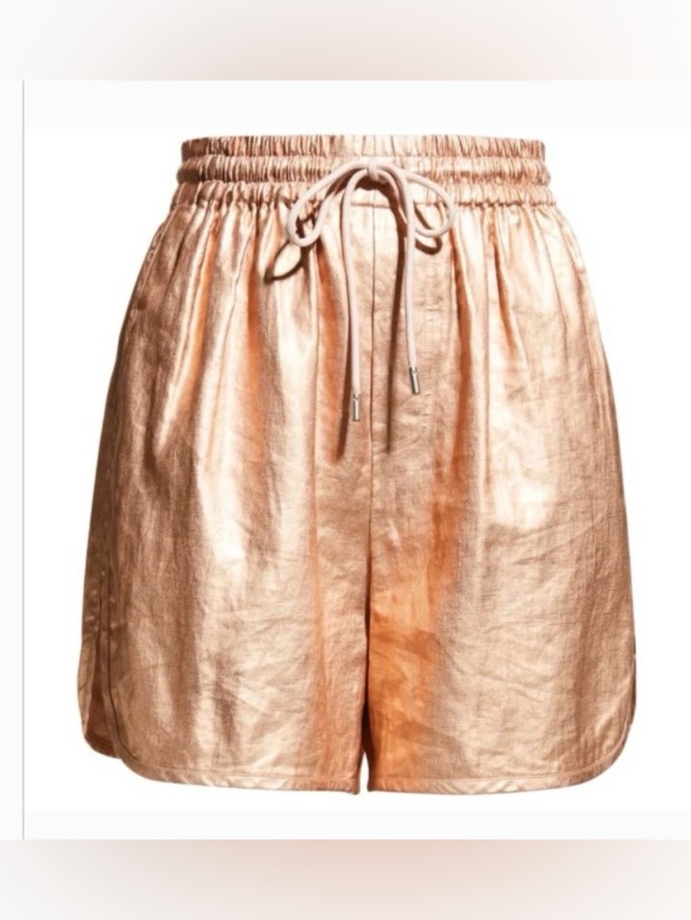 ALC Ryder metallic linen shorts in rose gold - Picture 3 of 7